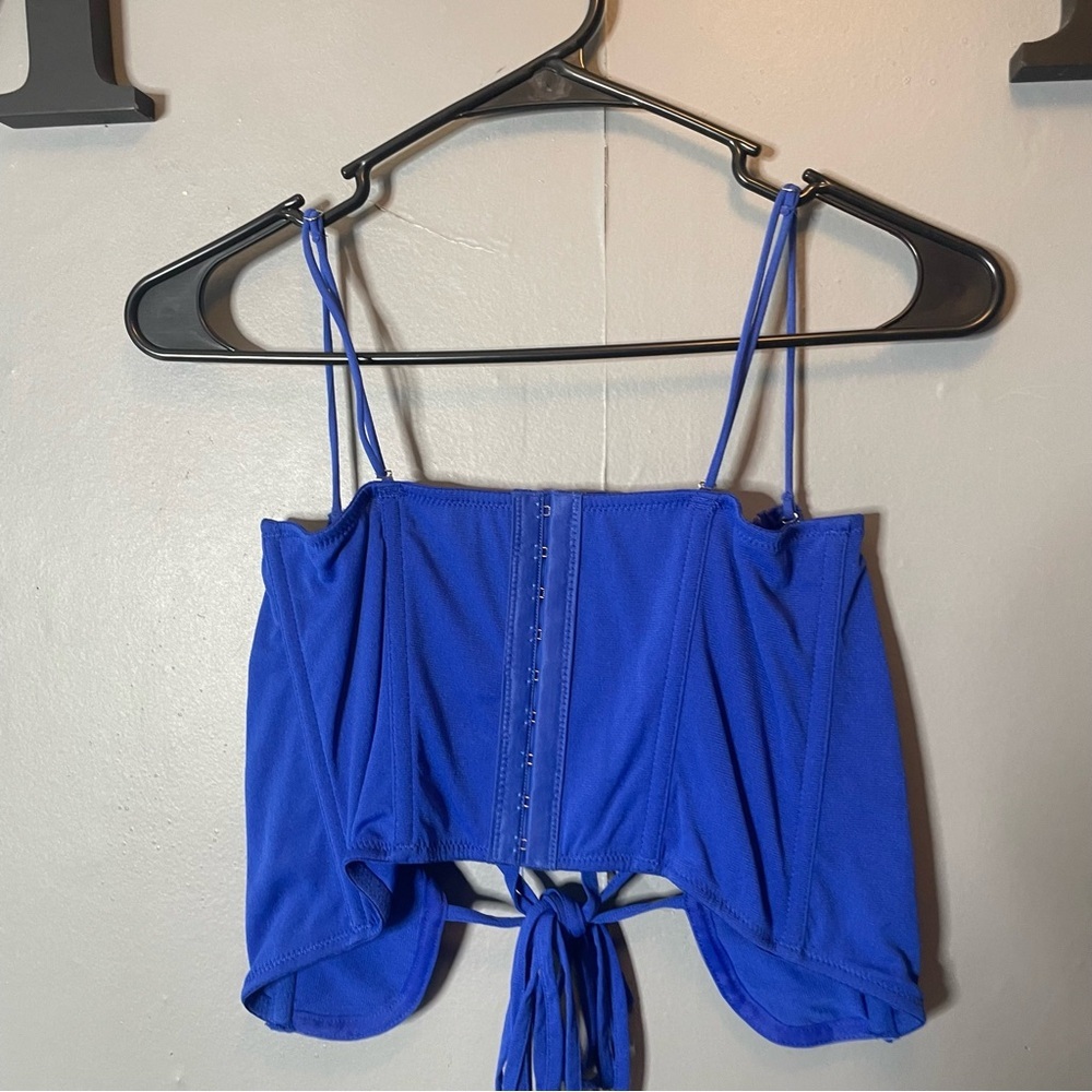 URBAN OUTFITTERS Out From Under BUSTIER CORSET TIE TOP electric blue size medium - Picture 3 of 7